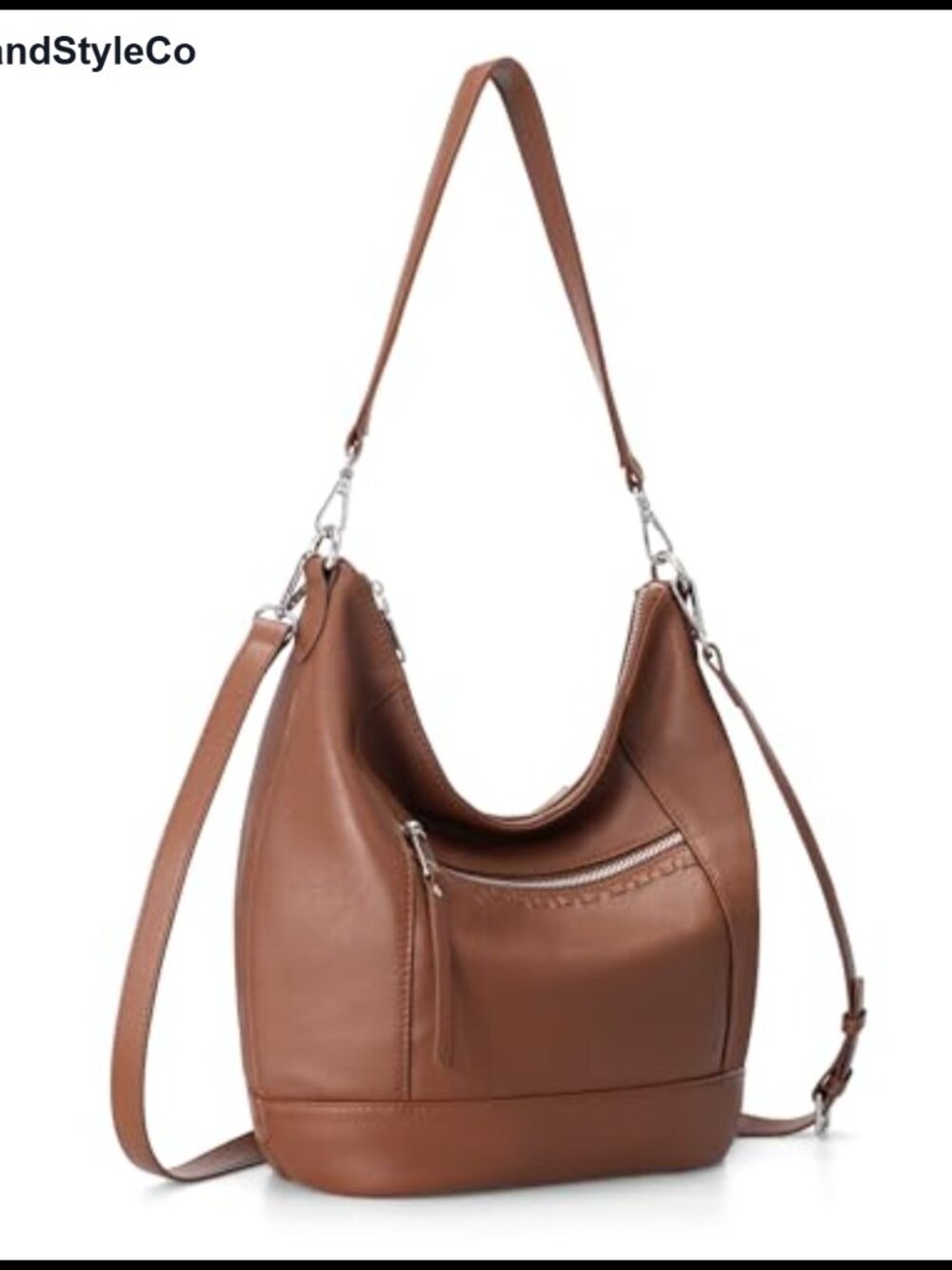 Genuine Leather Crossbody Hobo Purse for Women Soft Lightweight Handbags with 2